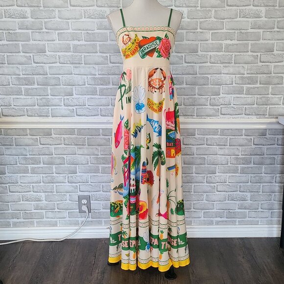 Boutique Beach Maxi Dress Women XL NEW Beach Resort Abstract Artsy Whimsical - Picture 2 of 11